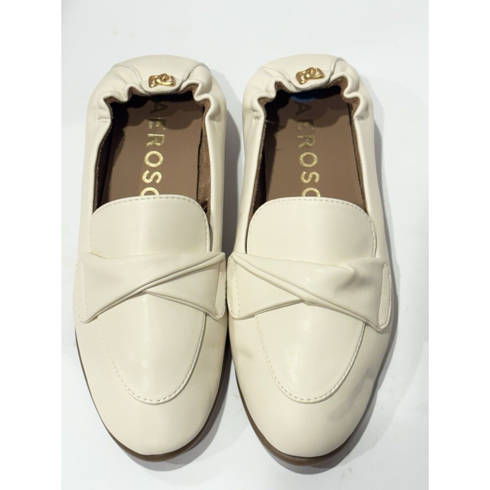 Aerosoles Ellis Loafers. styled as a ruched-back slip-on flat in a cream/eggnog